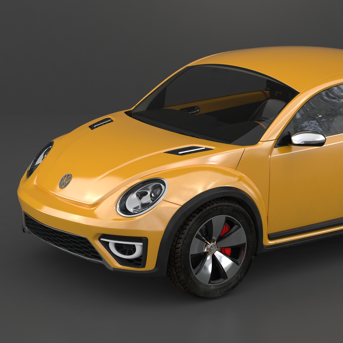 3D VolksWagen Beetle 2016 Yellow Rigged