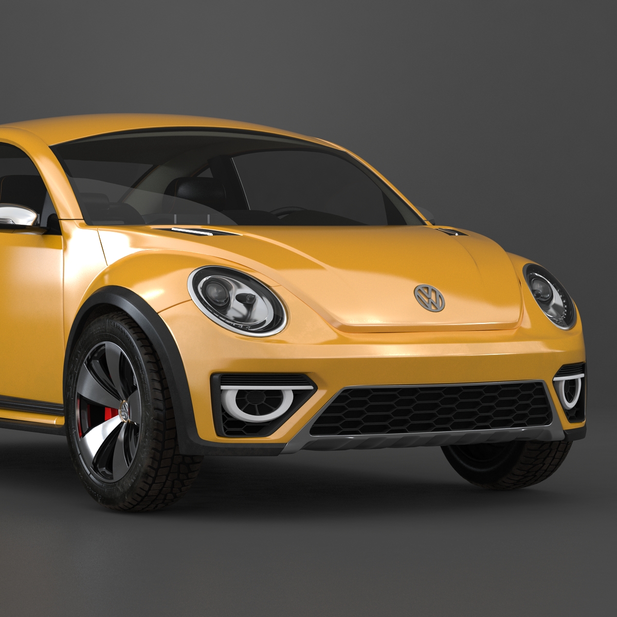 3D VolksWagen Beetle 2016 Yellow Rigged