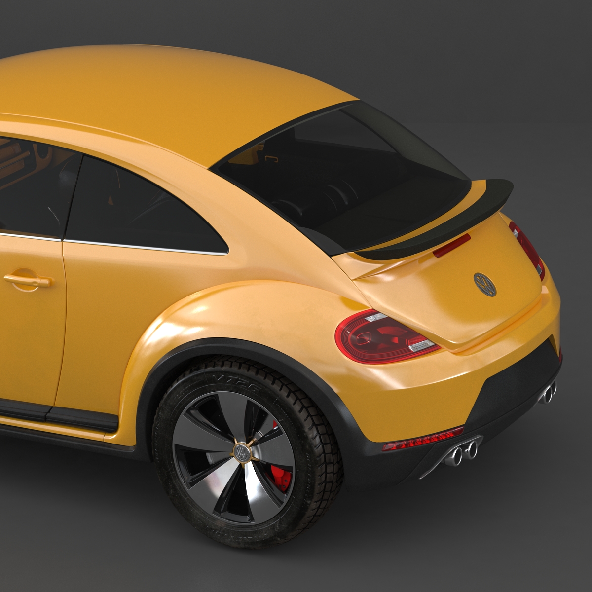 3D VolksWagen Beetle 2016 Yellow Rigged