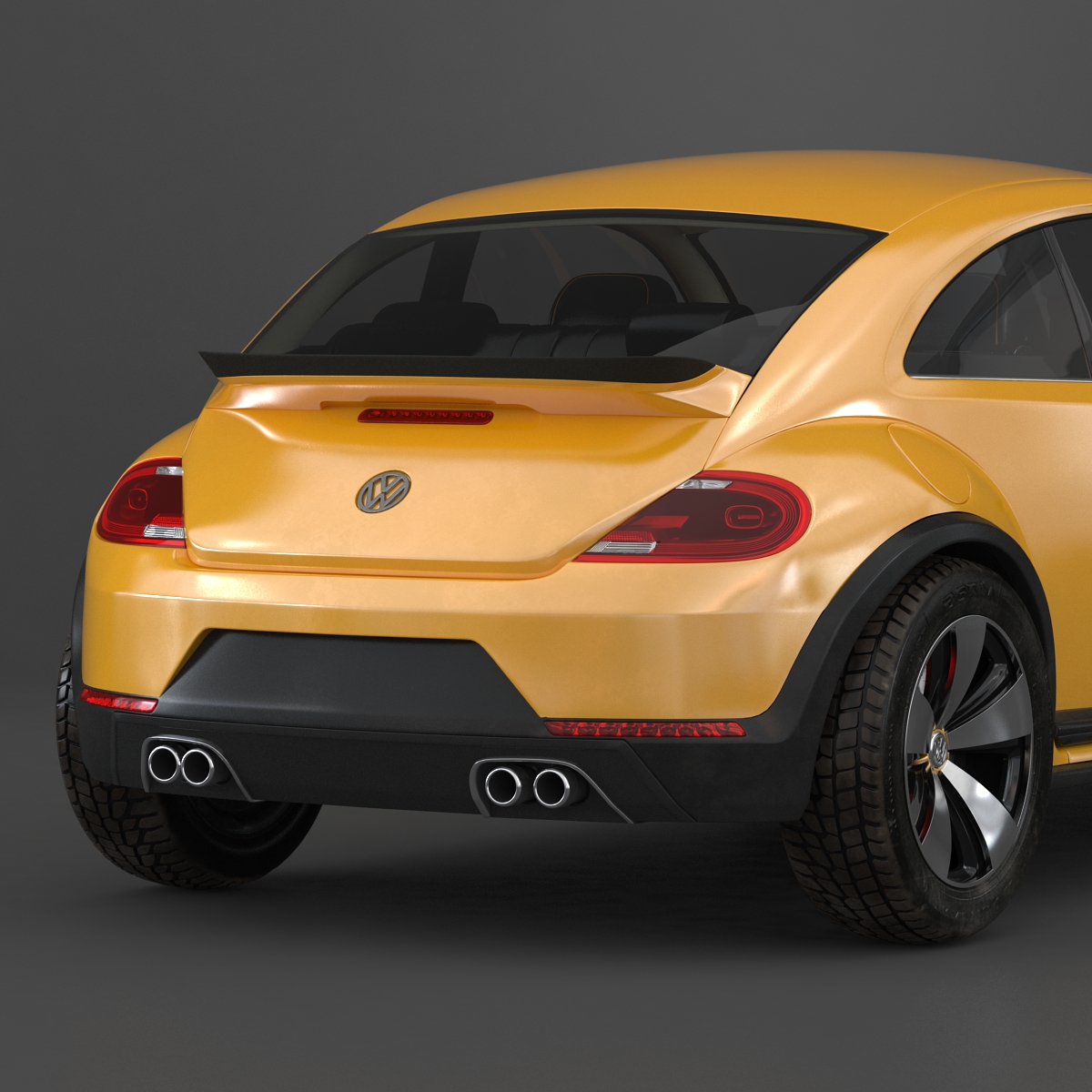 3D VolksWagen Beetle 2016 Yellow Rigged