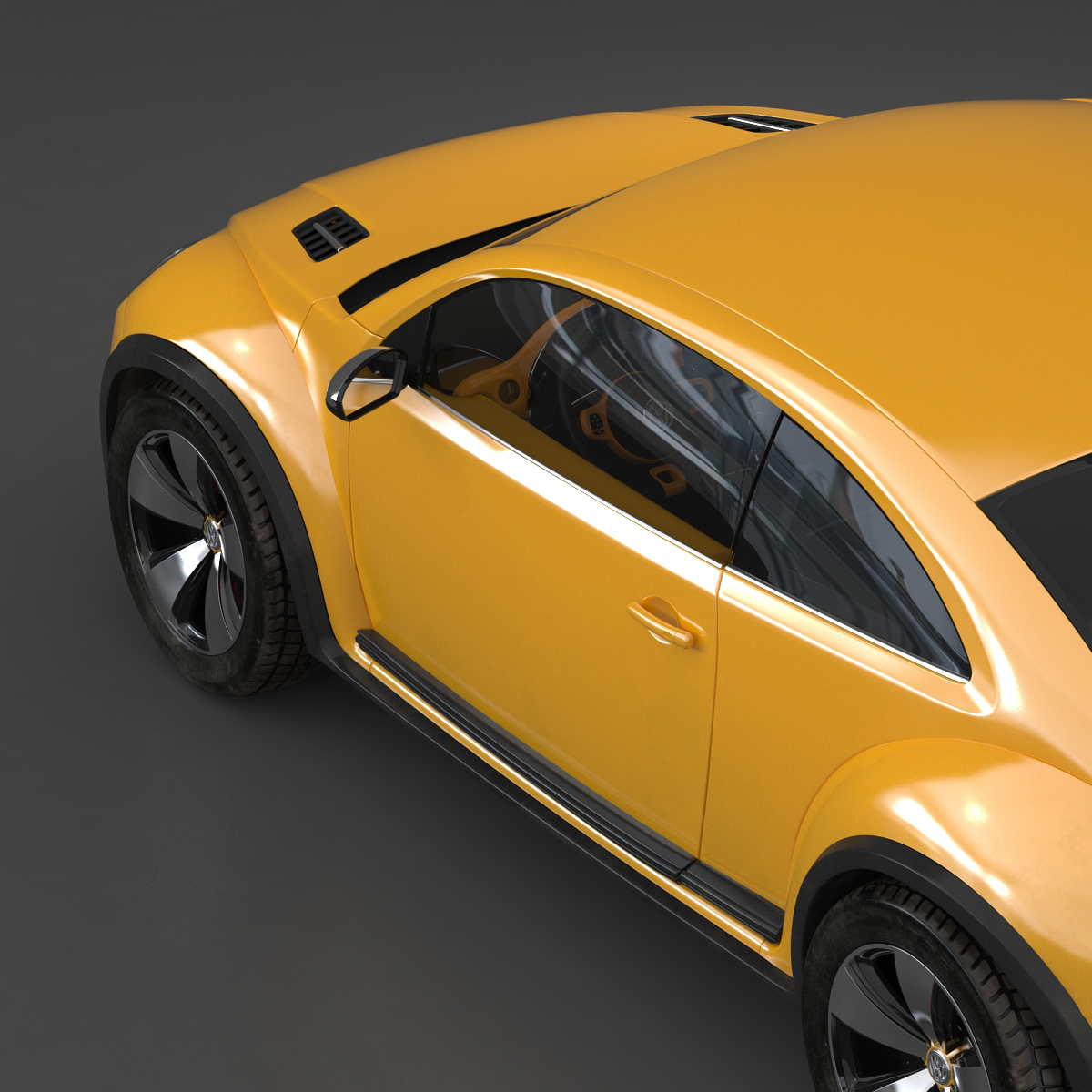 3D VolksWagen Beetle 2016 Yellow Rigged