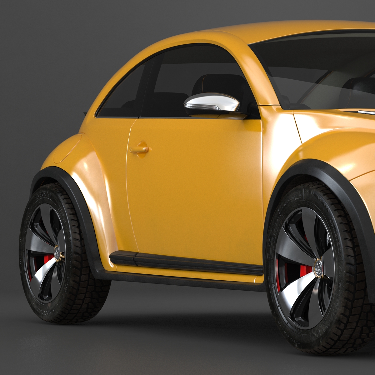 3D VolksWagen Beetle 2016 Yellow Rigged