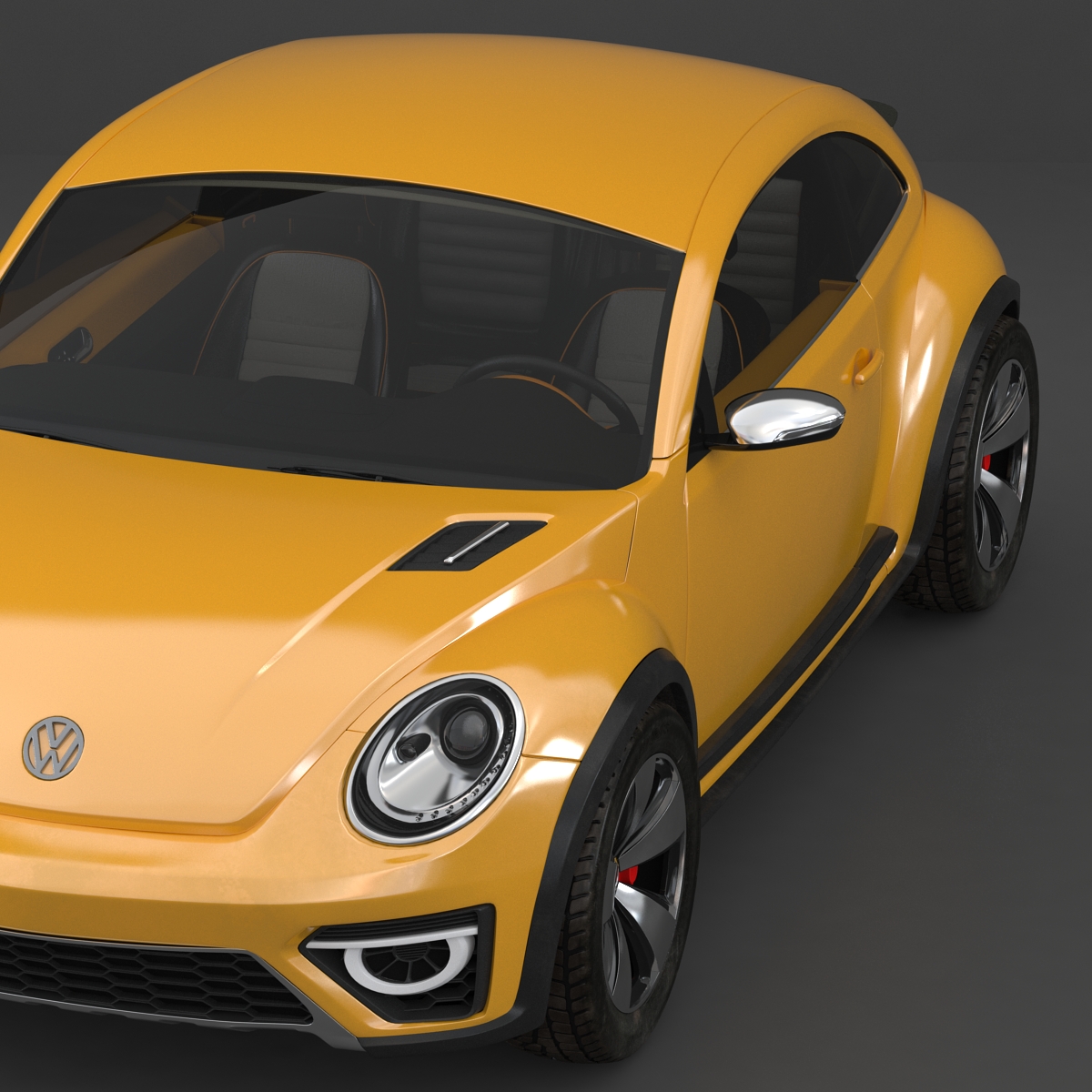 3D VolksWagen Beetle 2016 Yellow Rigged