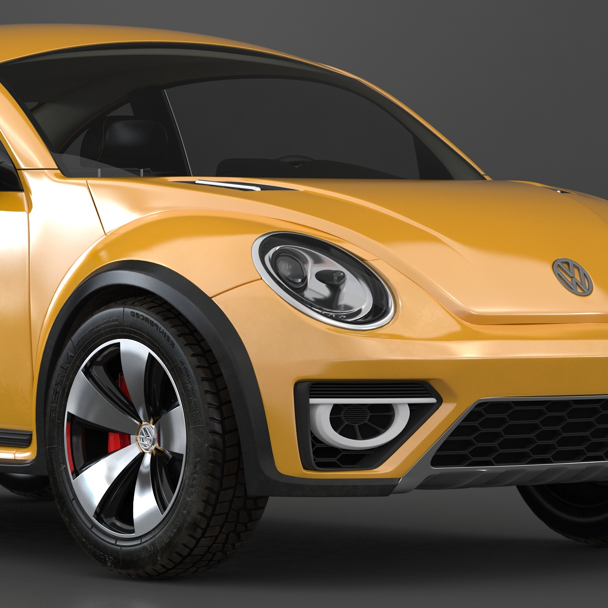 3D VolksWagen Beetle 2016 Yellow Rigged