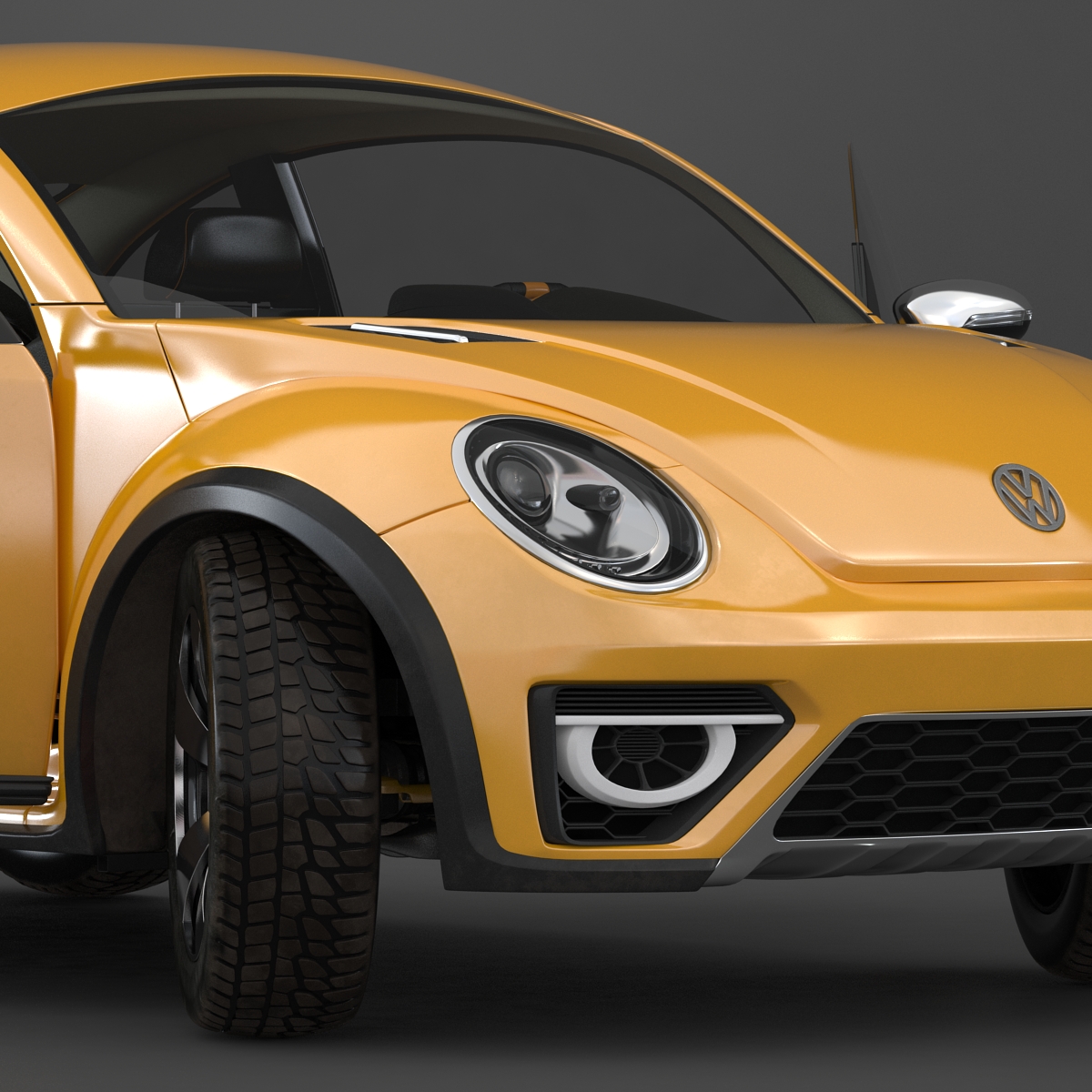 3D VolksWagen Beetle 2016 Yellow Rigged