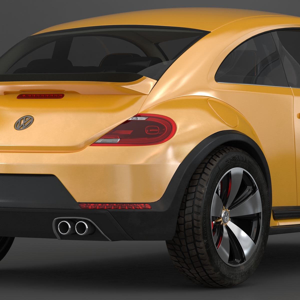 3D VolksWagen Beetle 2016 Yellow Rigged