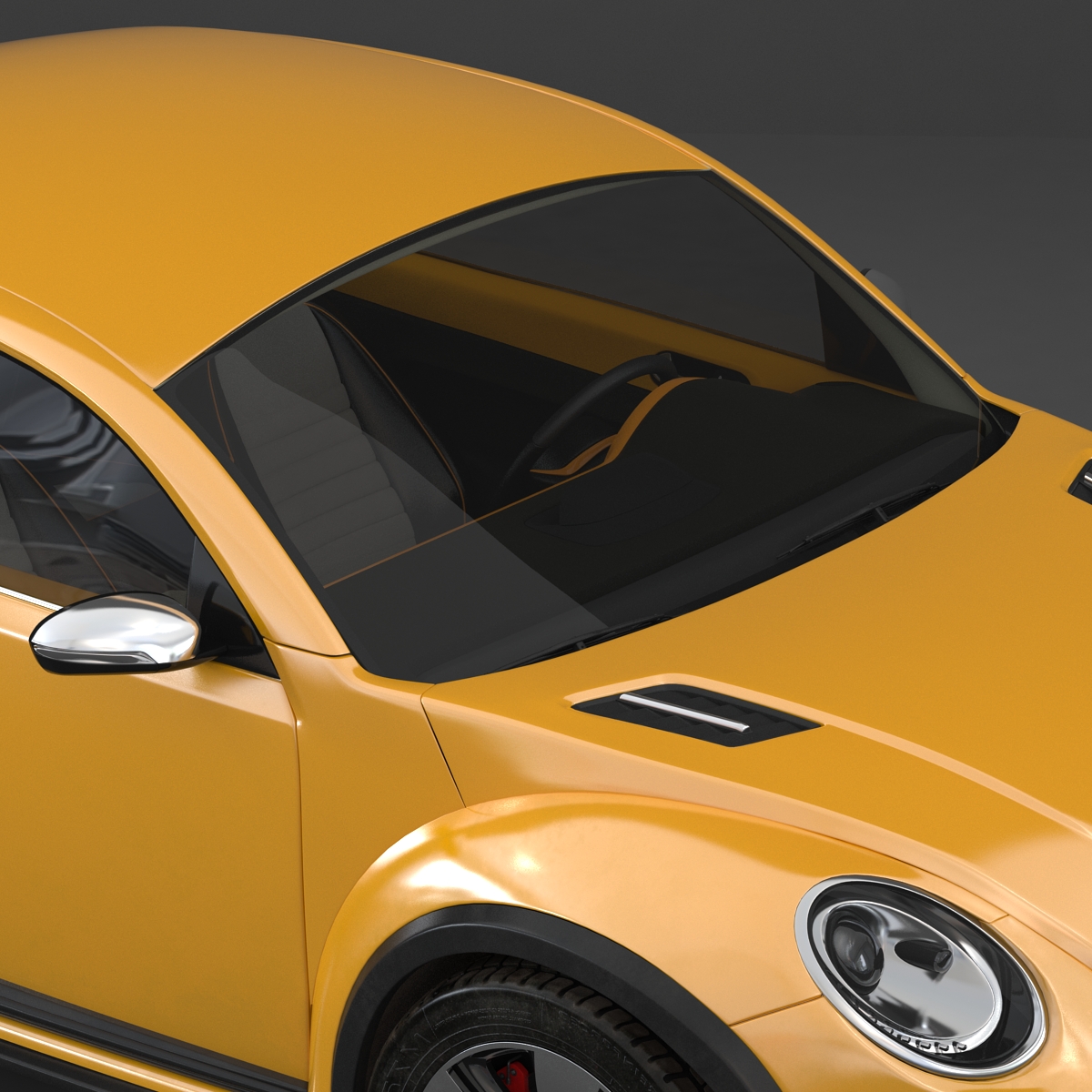 3D VolksWagen Beetle 2016 Yellow Rigged