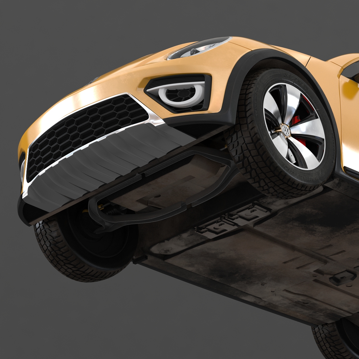 3D VolksWagen Beetle 2016 Yellow Rigged