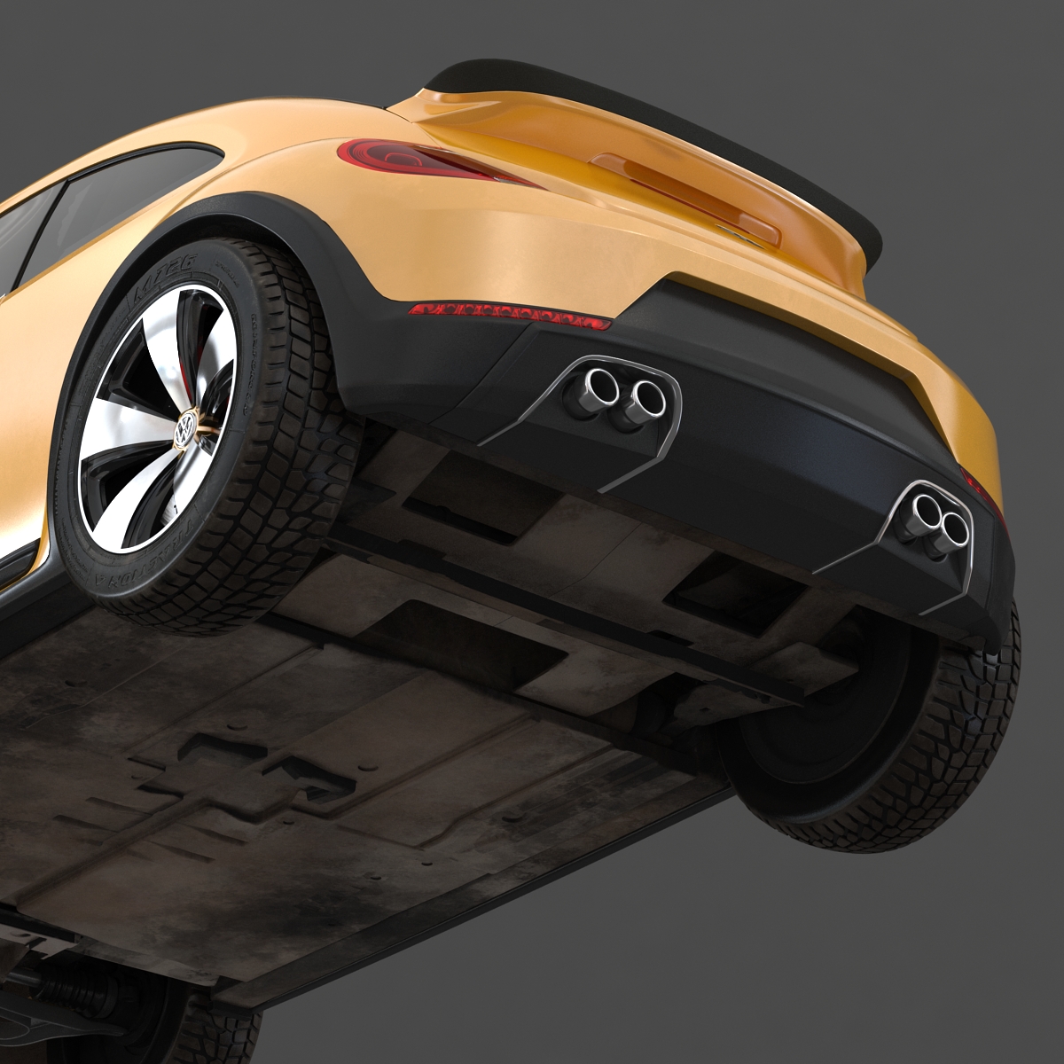 3D VolksWagen Beetle 2016 Yellow Rigged