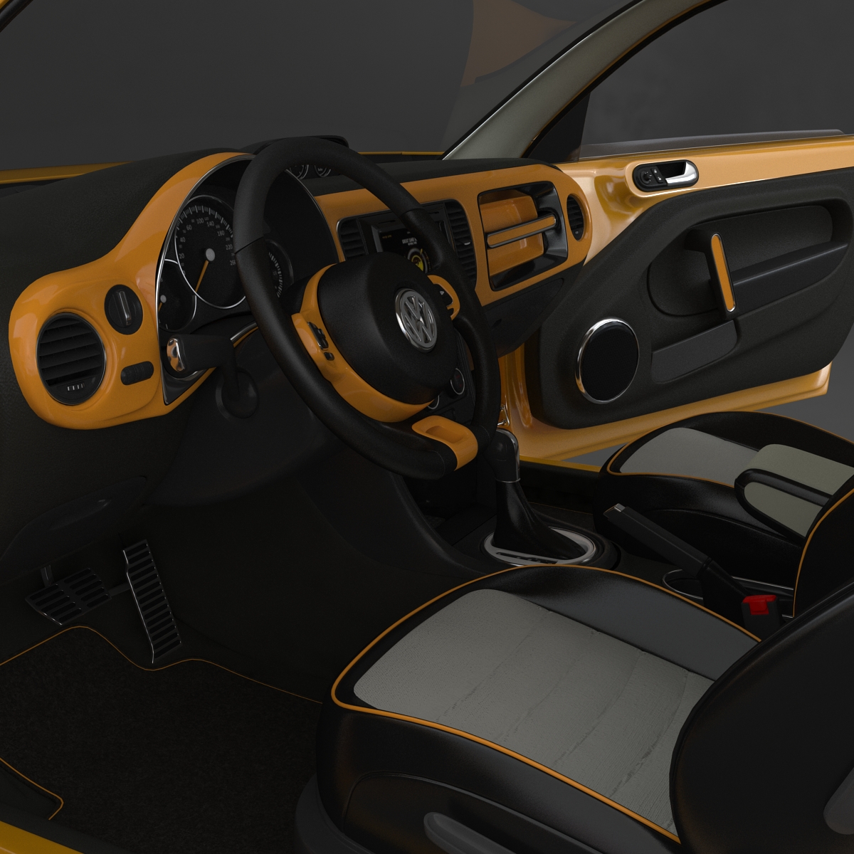 3D VolksWagen Beetle 2016 Yellow Rigged