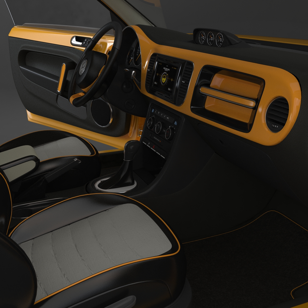 3D VolksWagen Beetle 2016 Yellow Rigged