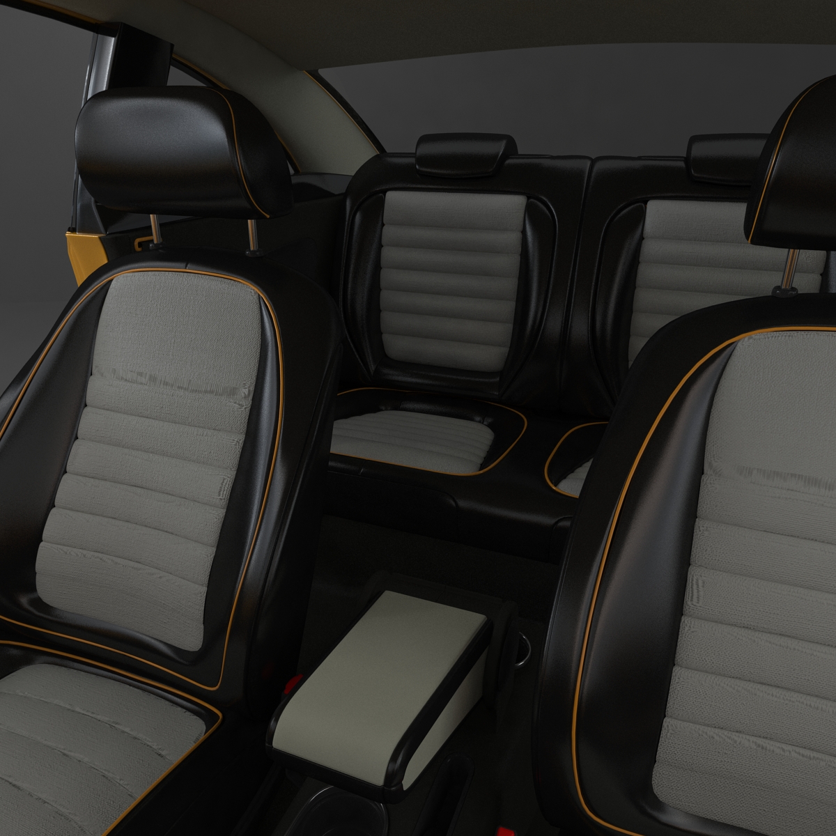 3D VolksWagen Beetle 2016 Yellow Rigged