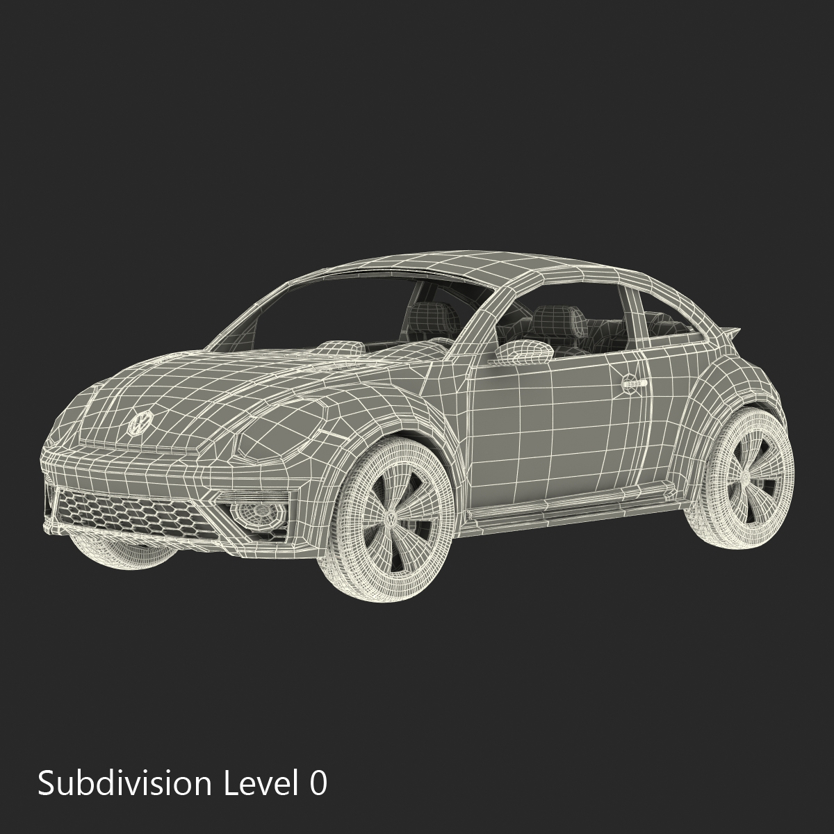 3D VolksWagen Beetle 2016 Yellow Rigged