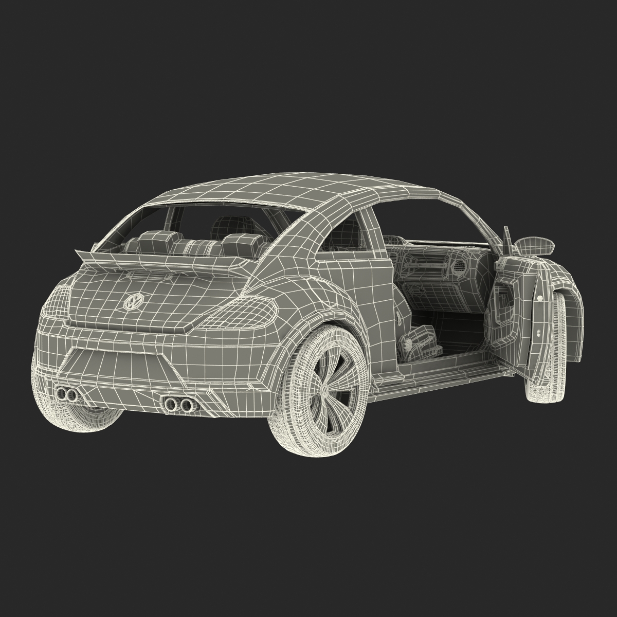 3D VolksWagen Beetle 2016 Yellow Rigged