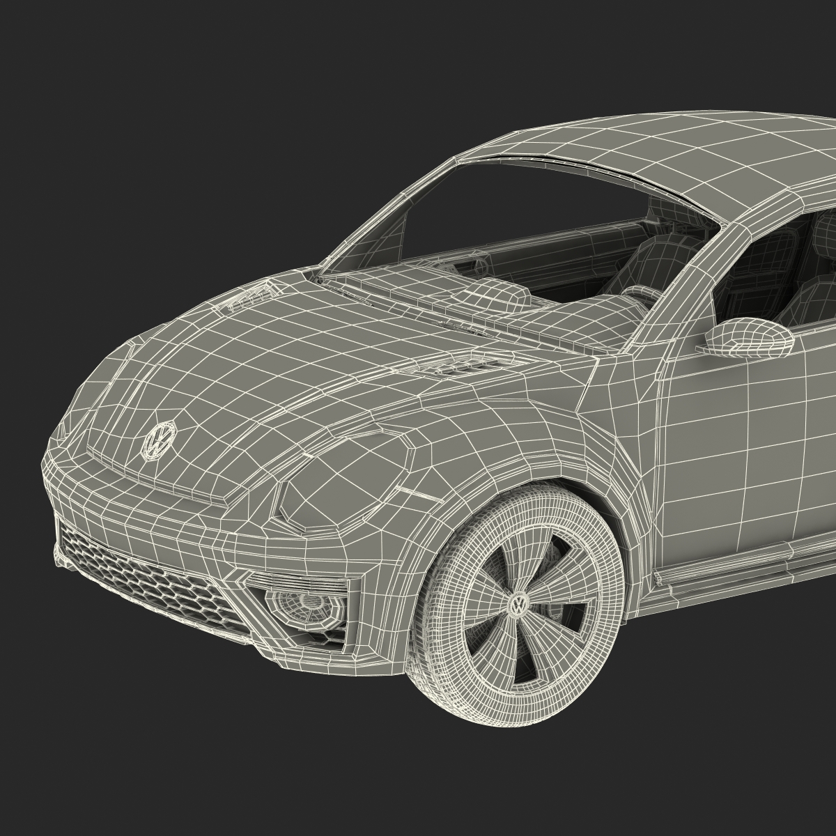 3D VolksWagen Beetle 2016 Yellow Rigged