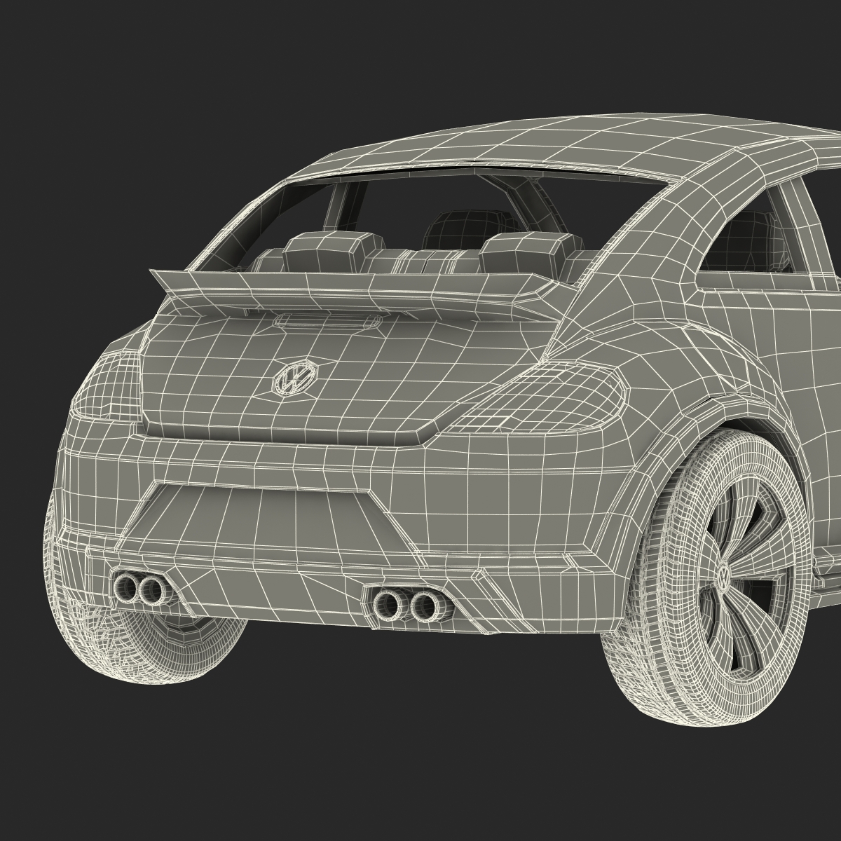 3D VolksWagen Beetle 2016 Yellow Rigged