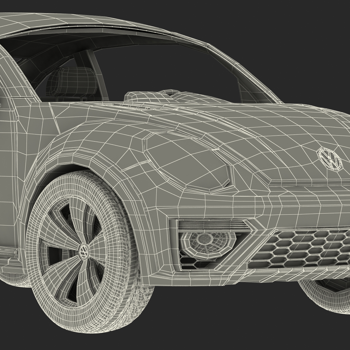 3D VolksWagen Beetle 2016 Yellow Rigged