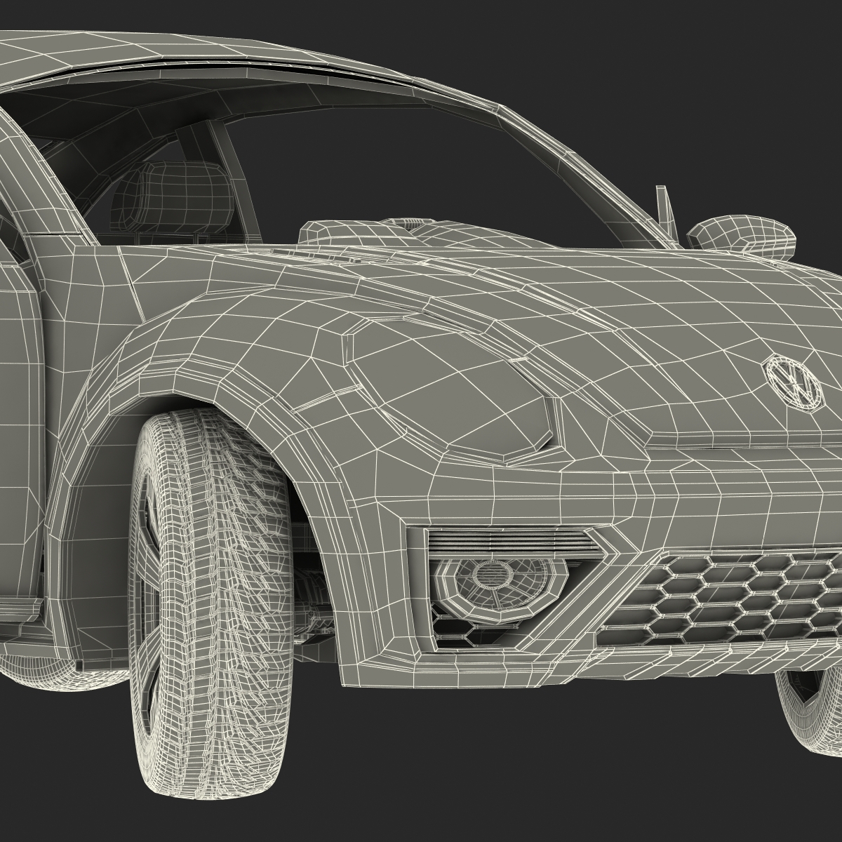 3D VolksWagen Beetle 2016 Yellow Rigged