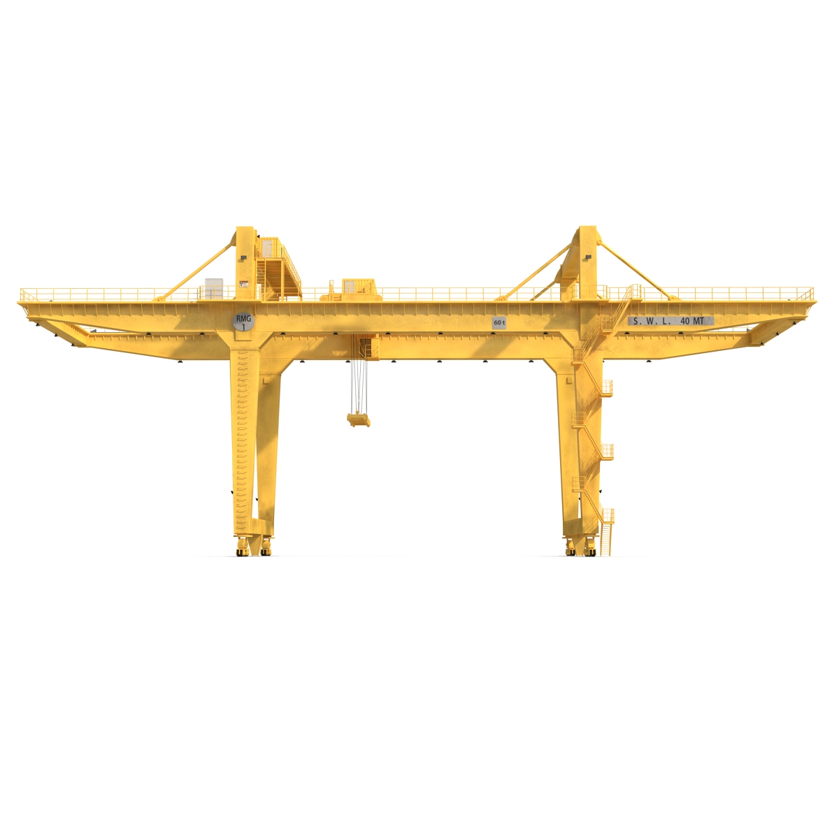 Rail Mounted Gantry Container Crane Yellow 3D