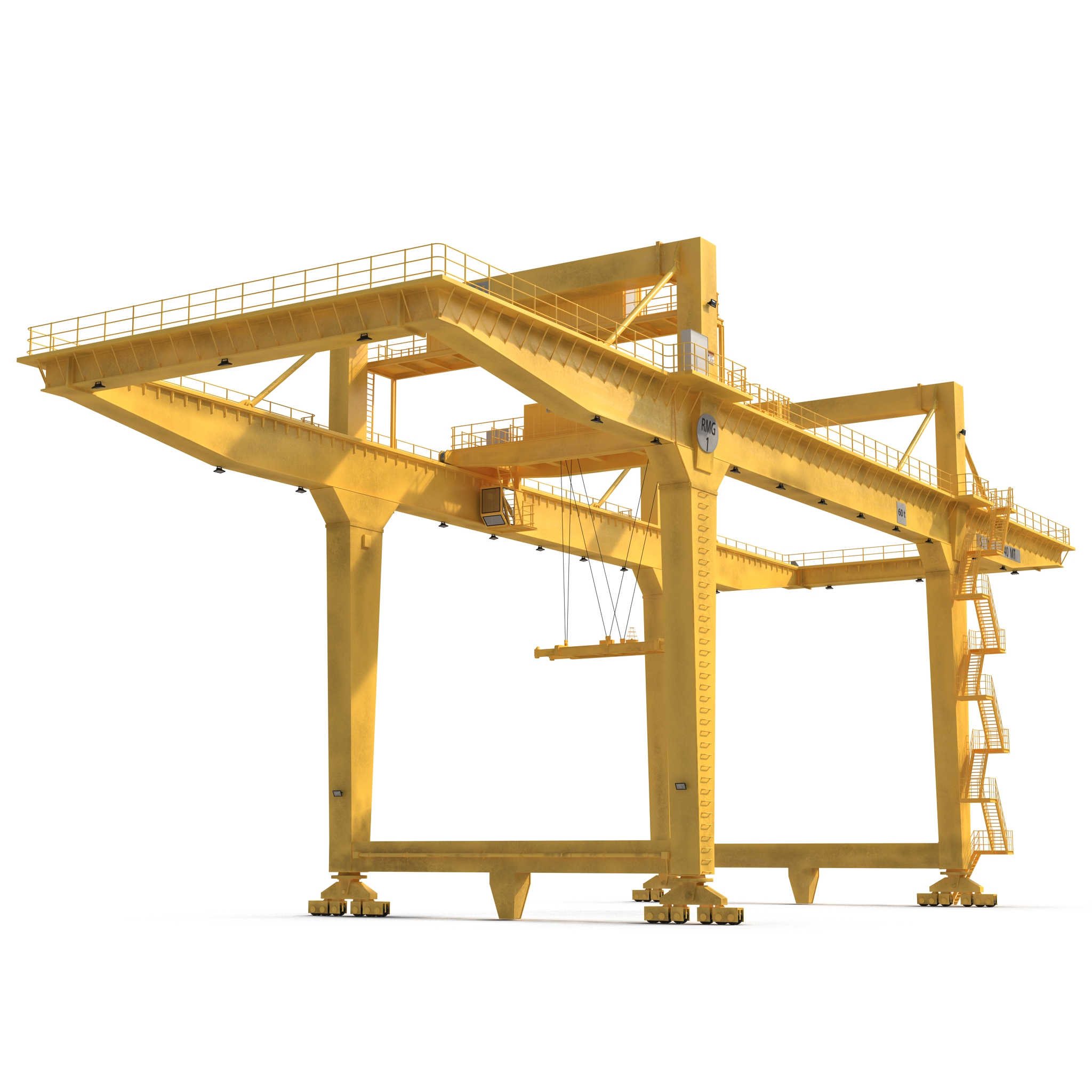 Rail Mounted Gantry Container Crane Yellow 3D