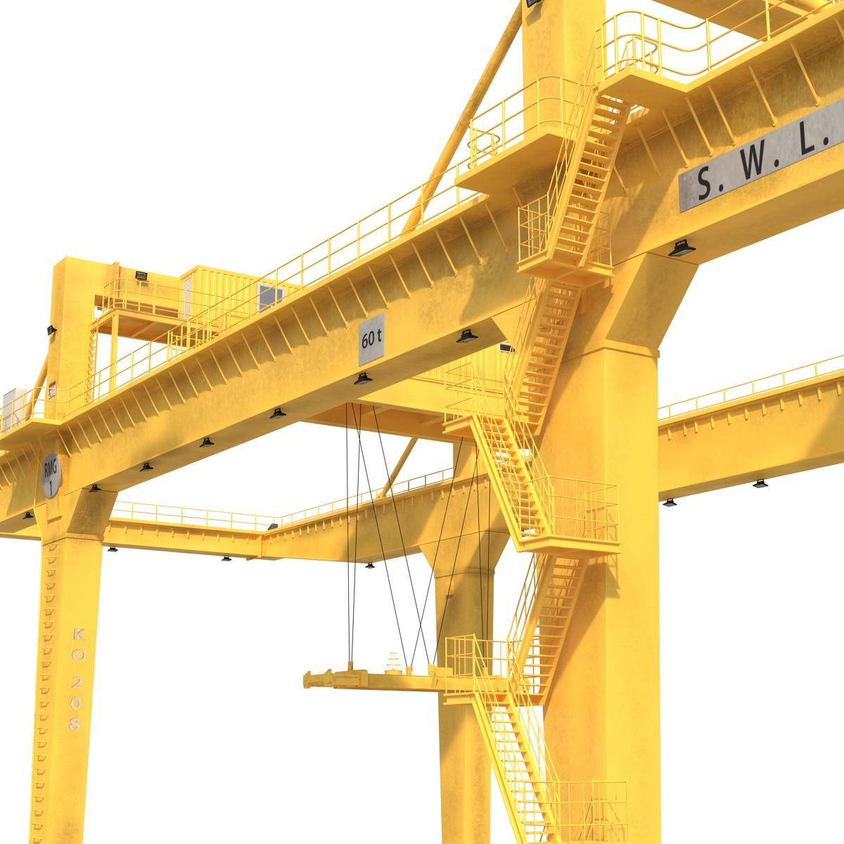 Rail Mounted Gantry Container Crane Yellow 3D