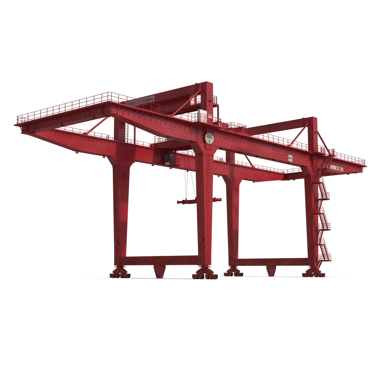 Rail Mounted Gantry Container Crane Red 3D model