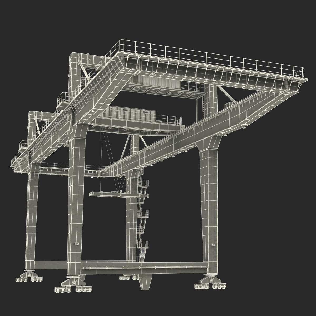 Rail Mounted Gantry Container Crane Red 3D model