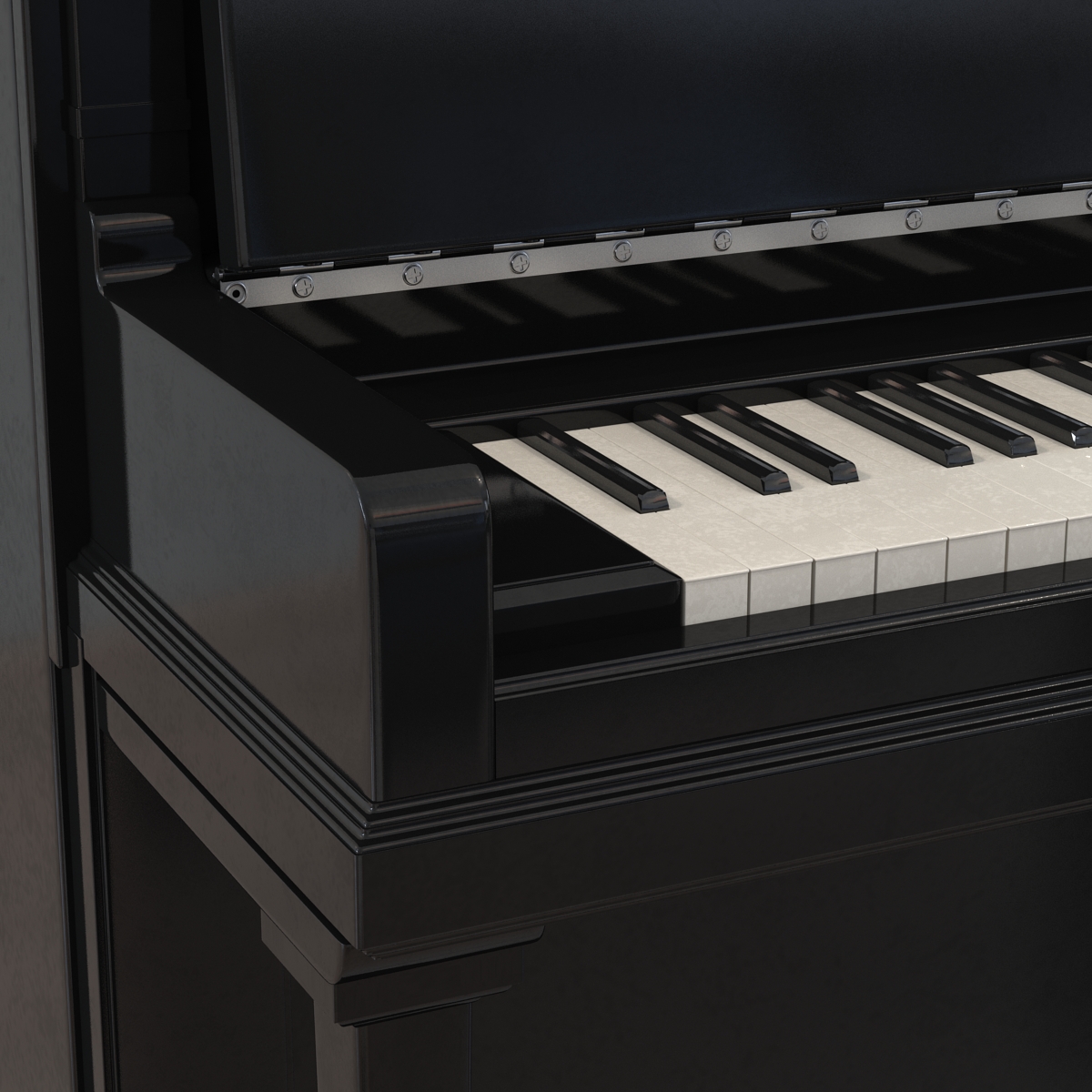 Upright Piano Black 3D model