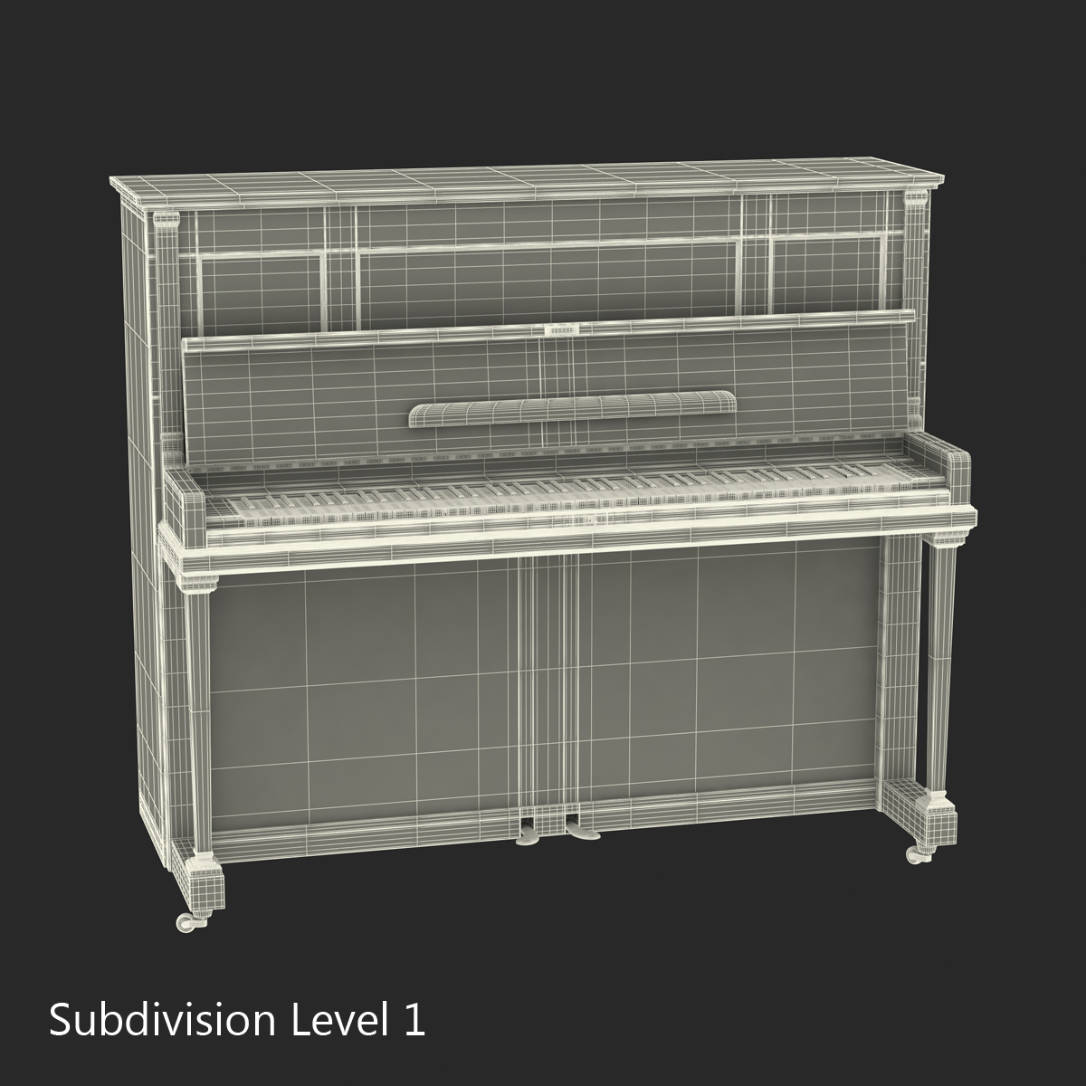 Upright Piano Black 3D model