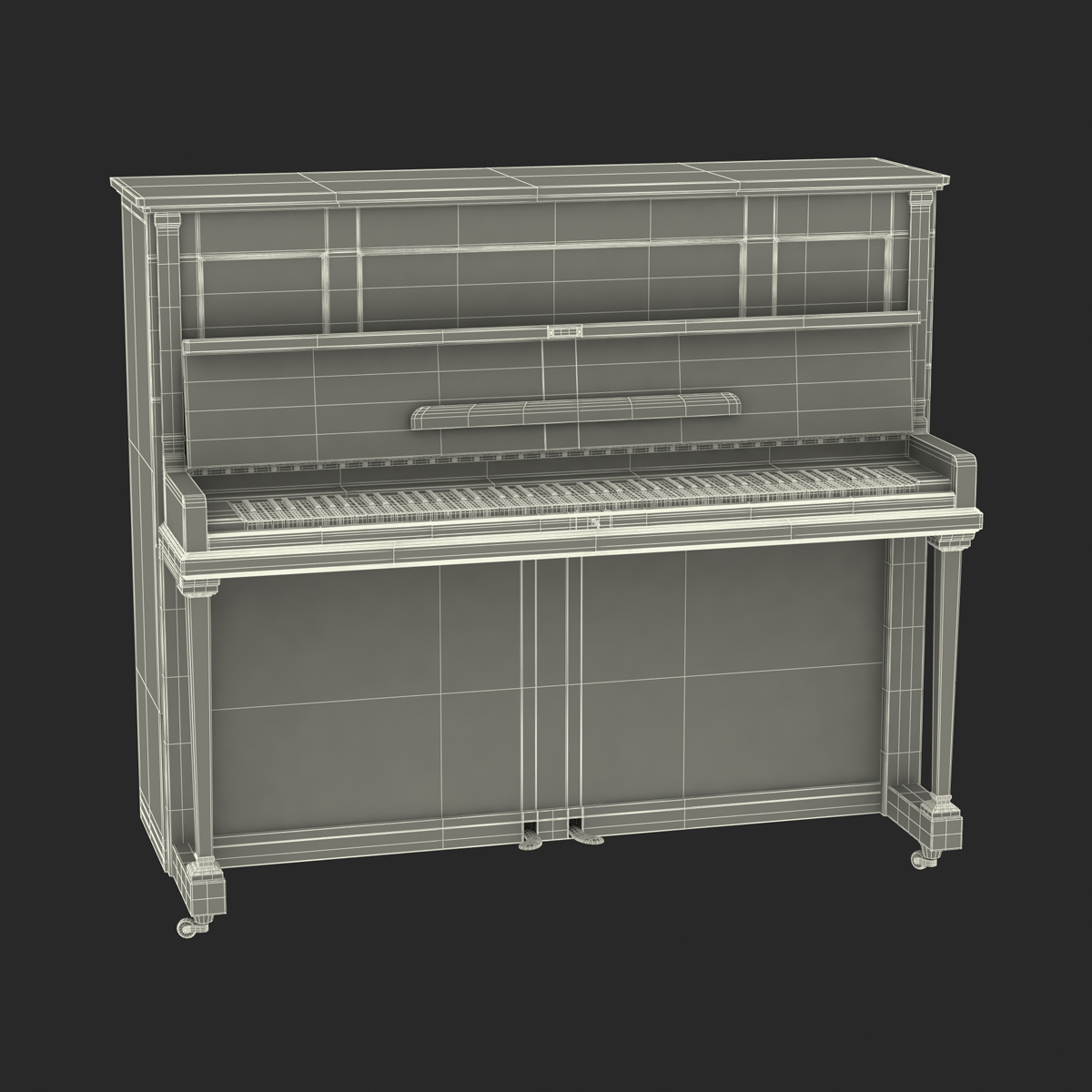 Upright Piano Black 3D model