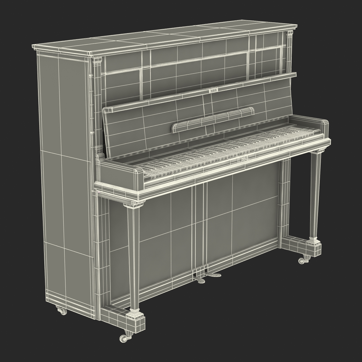 Upright Piano Black 3D model