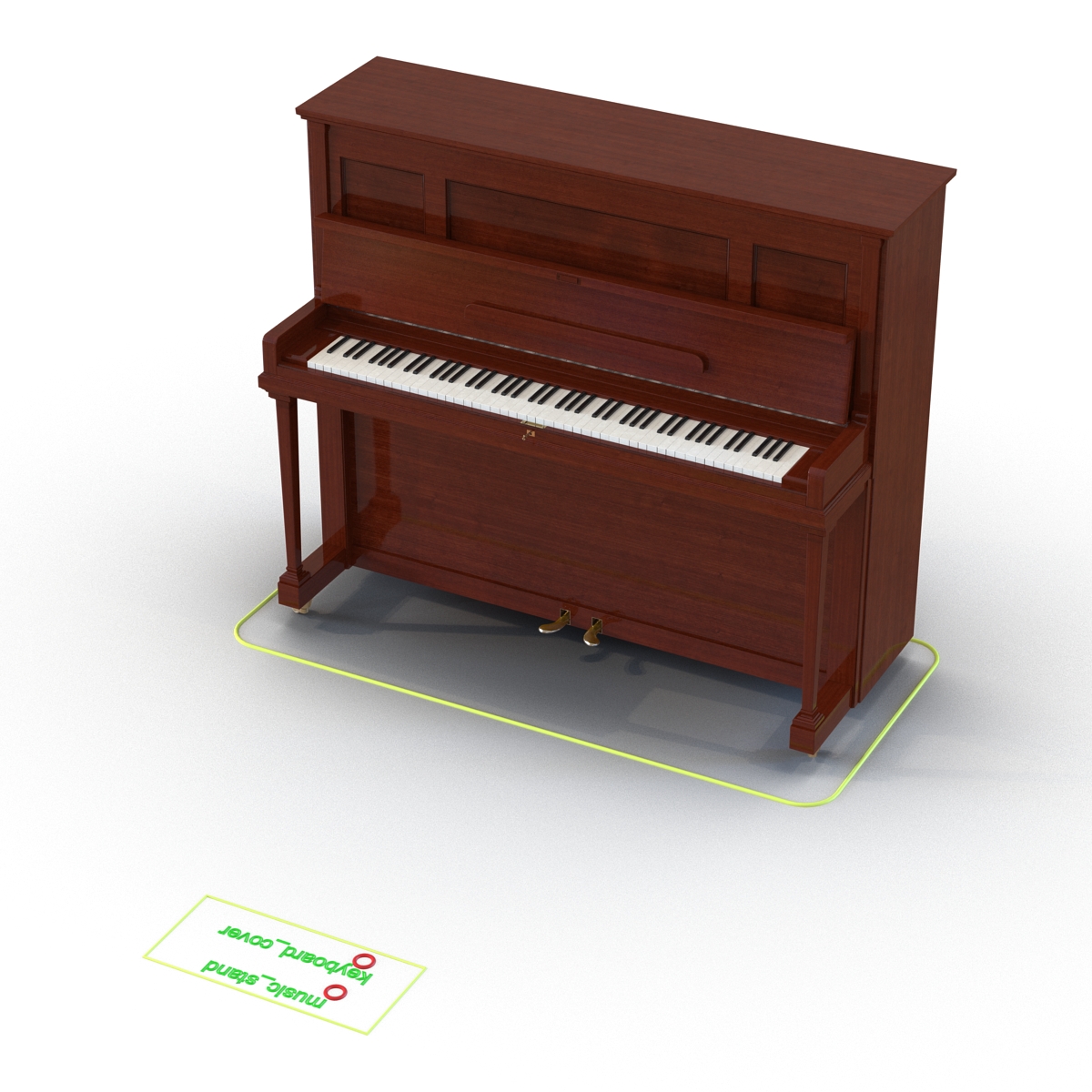 3D model Upright Piano Rigged