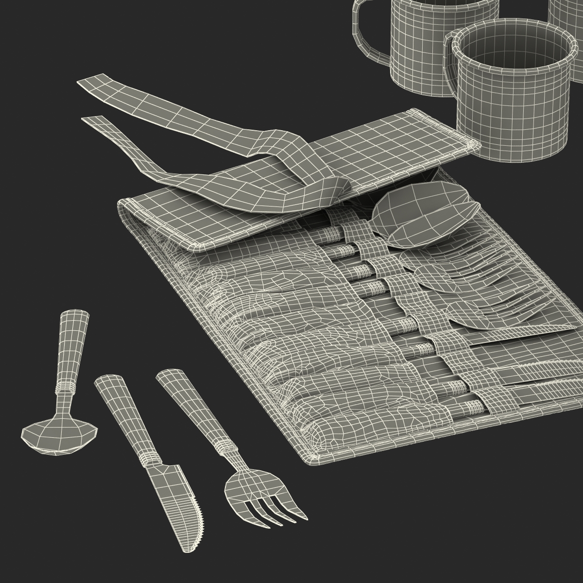 Camping Dishes and Utensils 3D