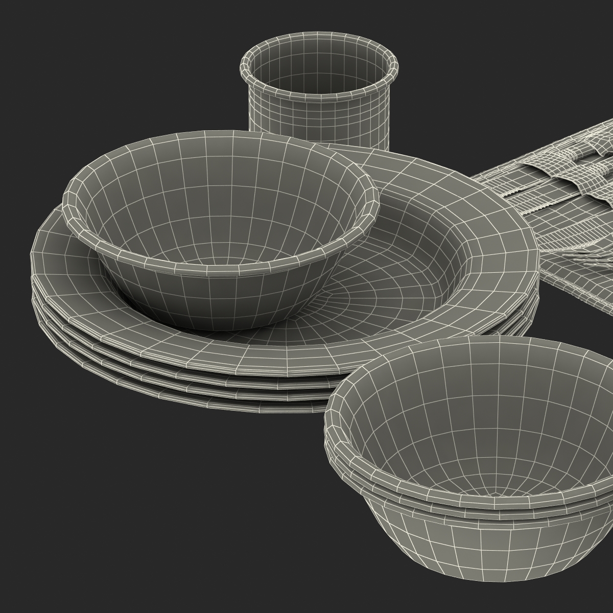 Camping Dishes and Utensils 3D