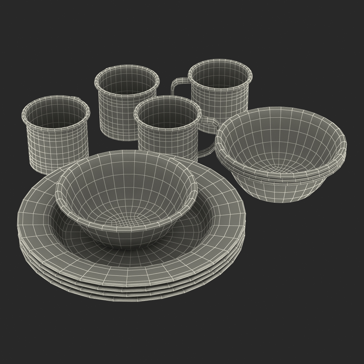 3D Camping Dishes Set model