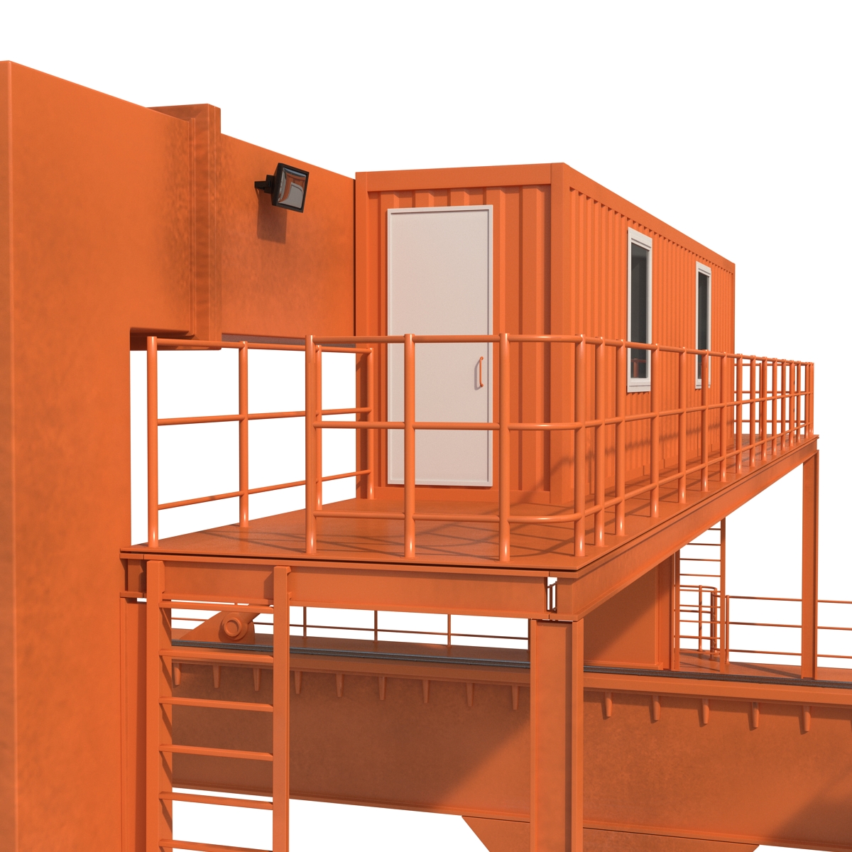 3D Rail Mounted Gantry Container Crane Orange and 40 ft ISO Container