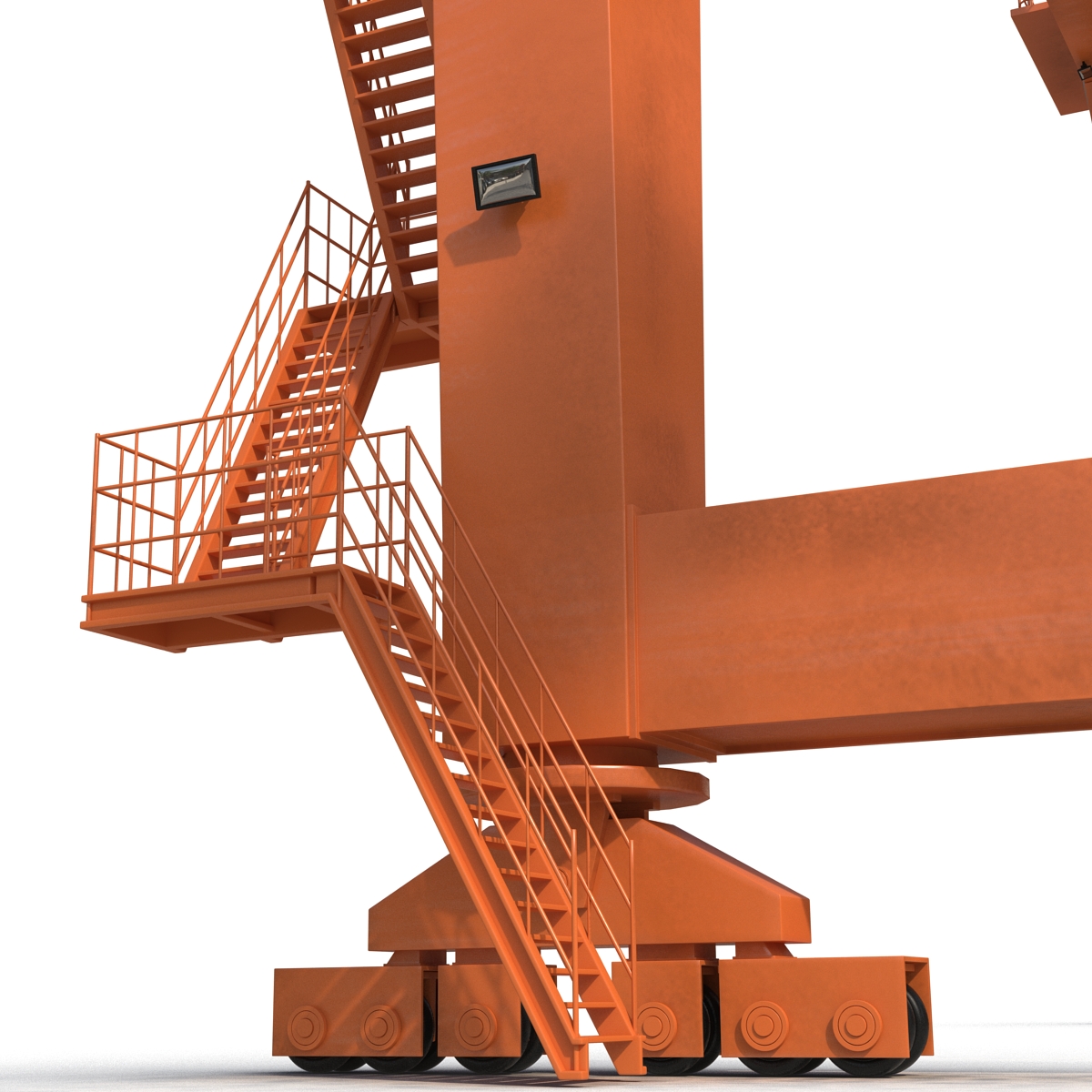 3D Rail Mounted Gantry Container Crane Orange and 40 ft ISO Container