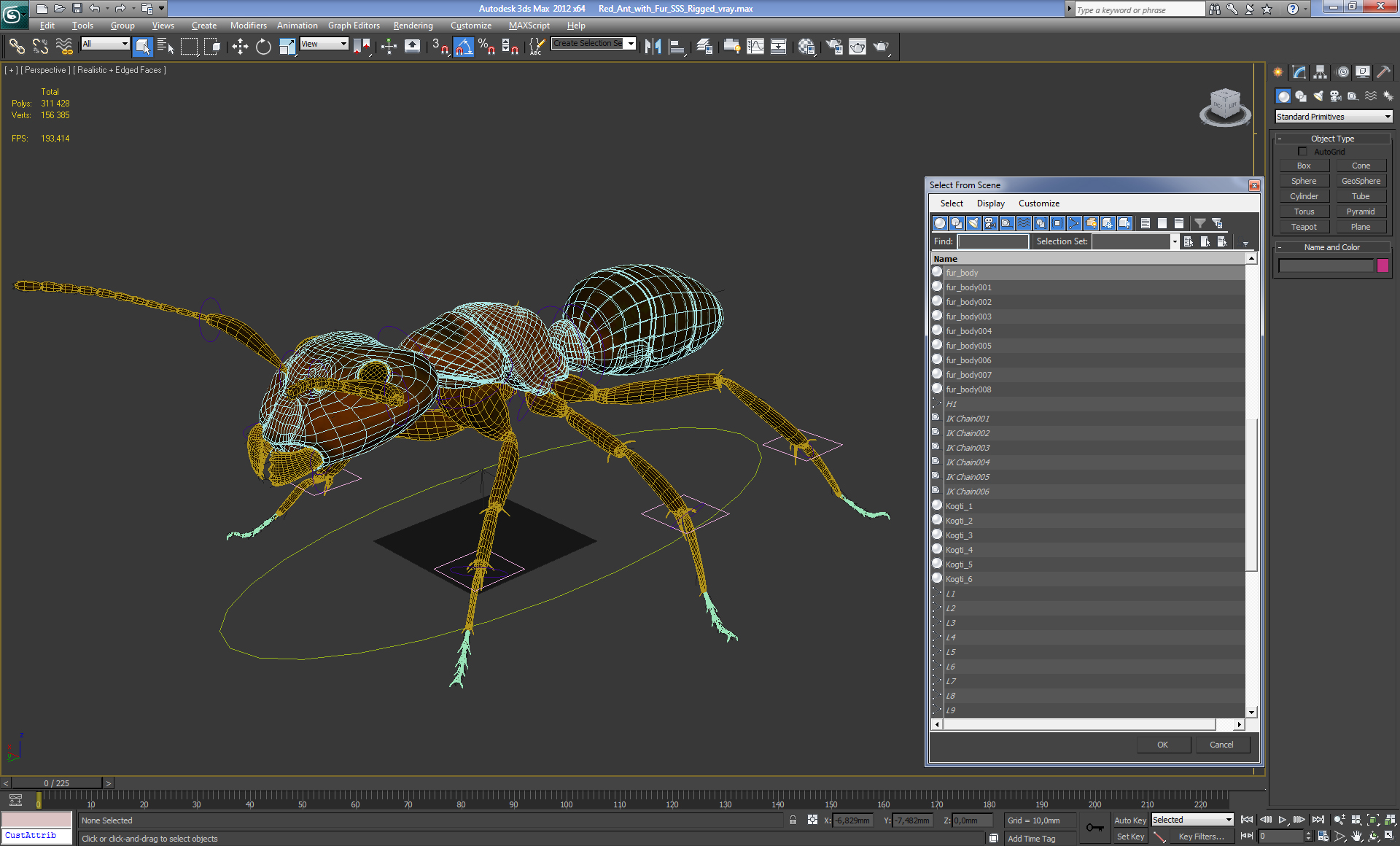 3D Red Ant with Fur Rigged model