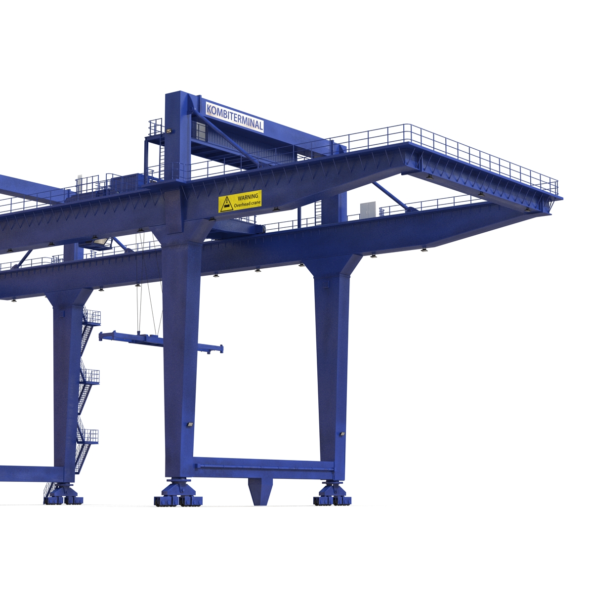 Rail Mounted Gantry Container Crane Rigged Blue 3D