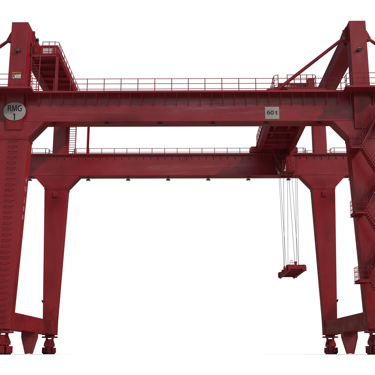 3D Rail Mounted Gantry Container Crane Rigged Red