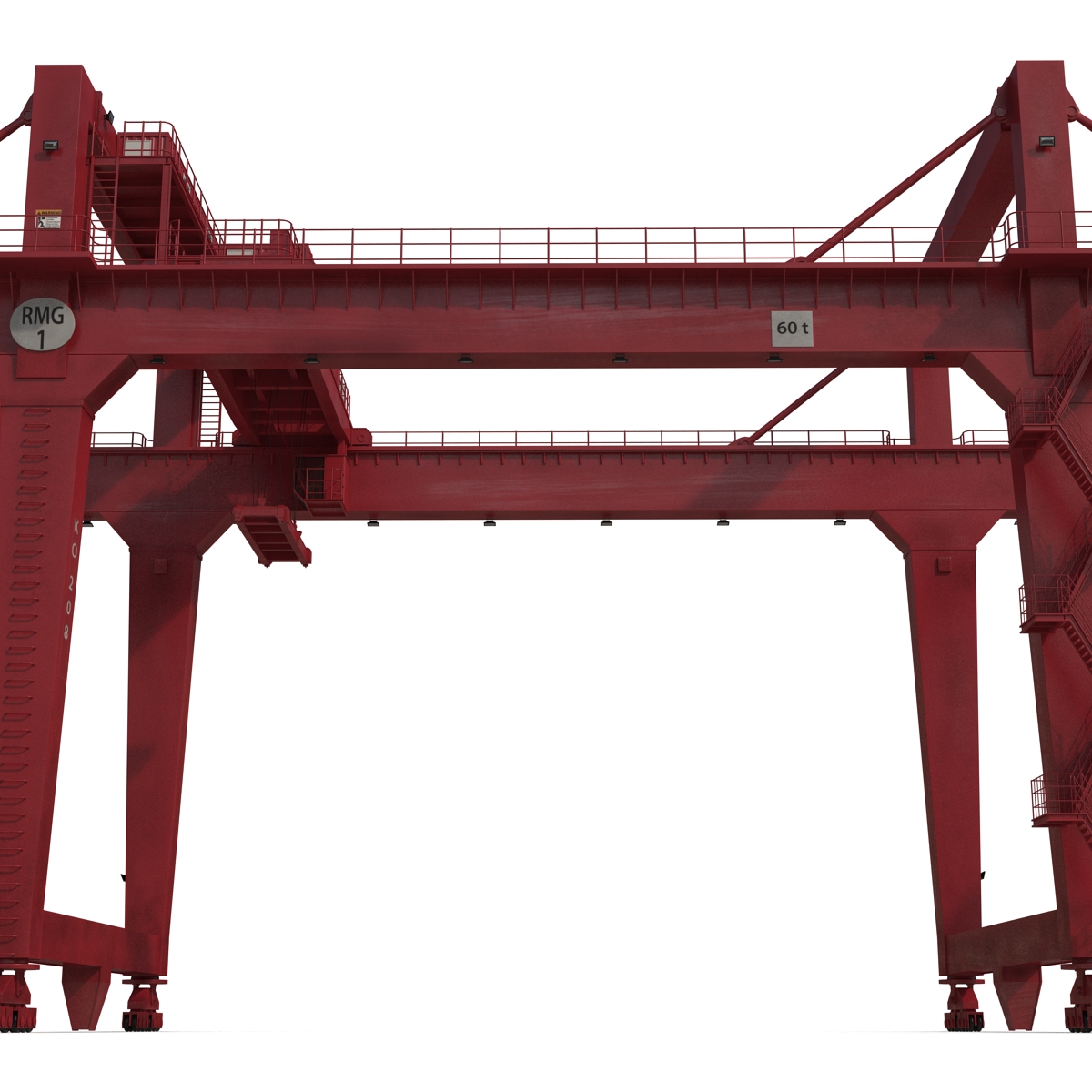 3D Rail Mounted Gantry Container Crane Rigged Red