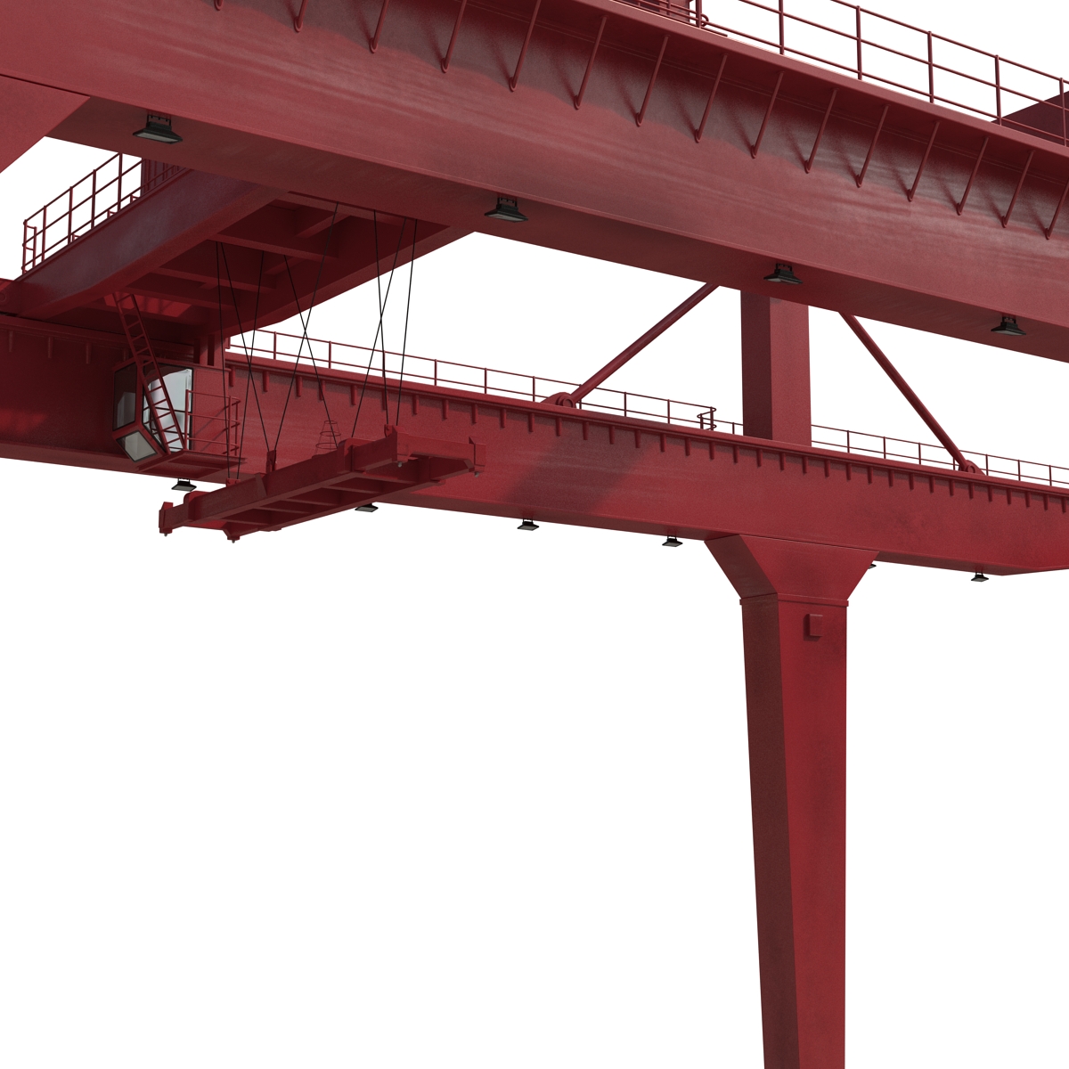 3D Rail Mounted Gantry Container Crane Rigged Red