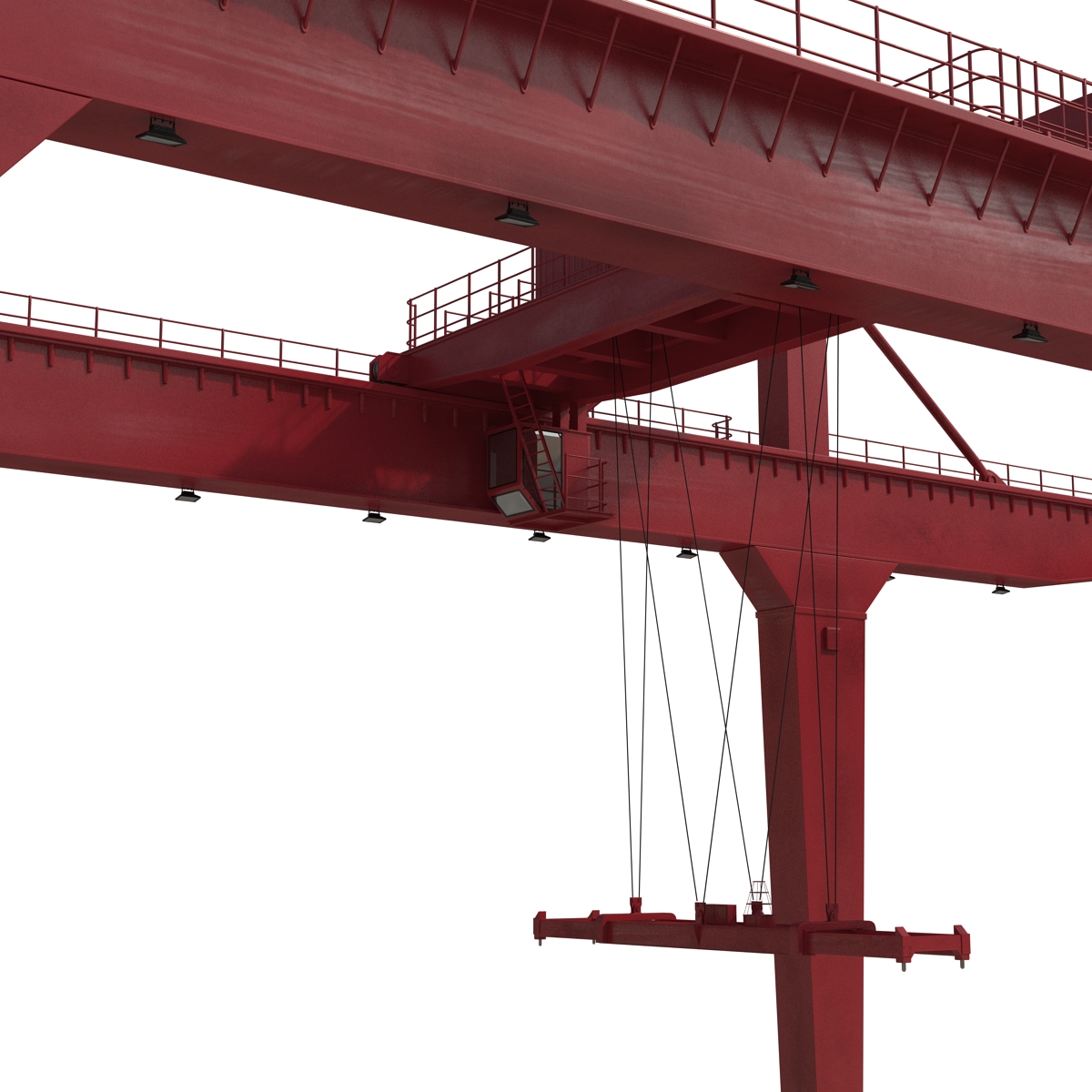 3D Rail Mounted Gantry Container Crane Rigged Red