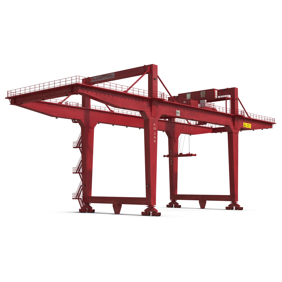 3D Rail Mounted Gantry Container Crane Rigged Red