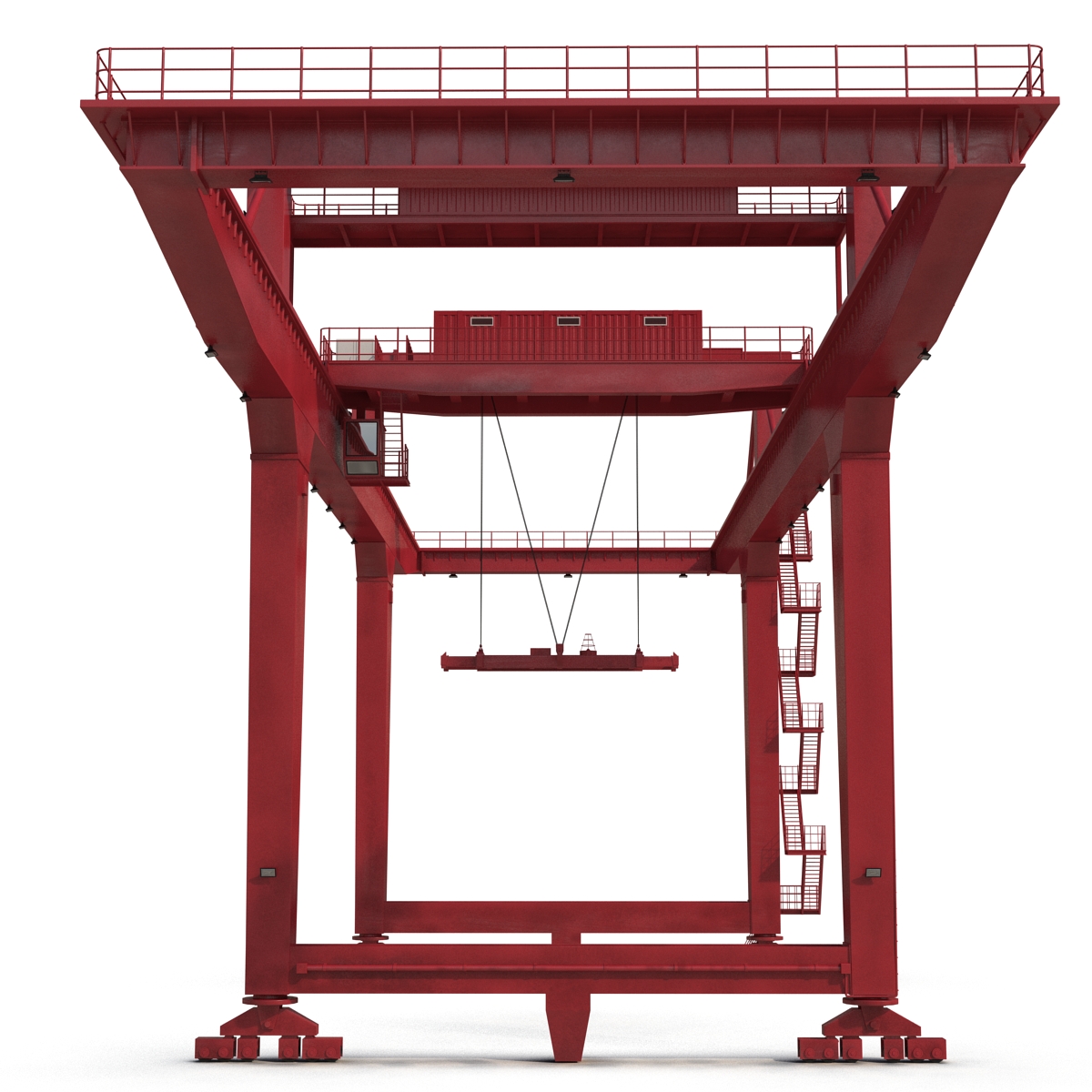 3D Rail Mounted Gantry Container Crane Rigged Red