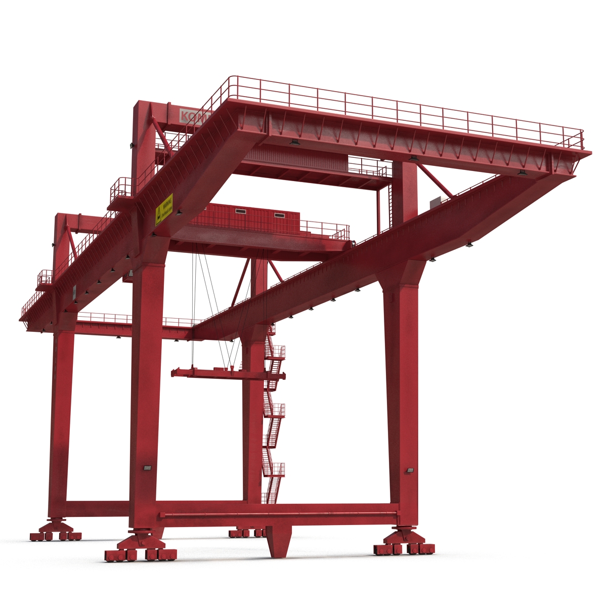 3D Rail Mounted Gantry Container Crane Rigged Red