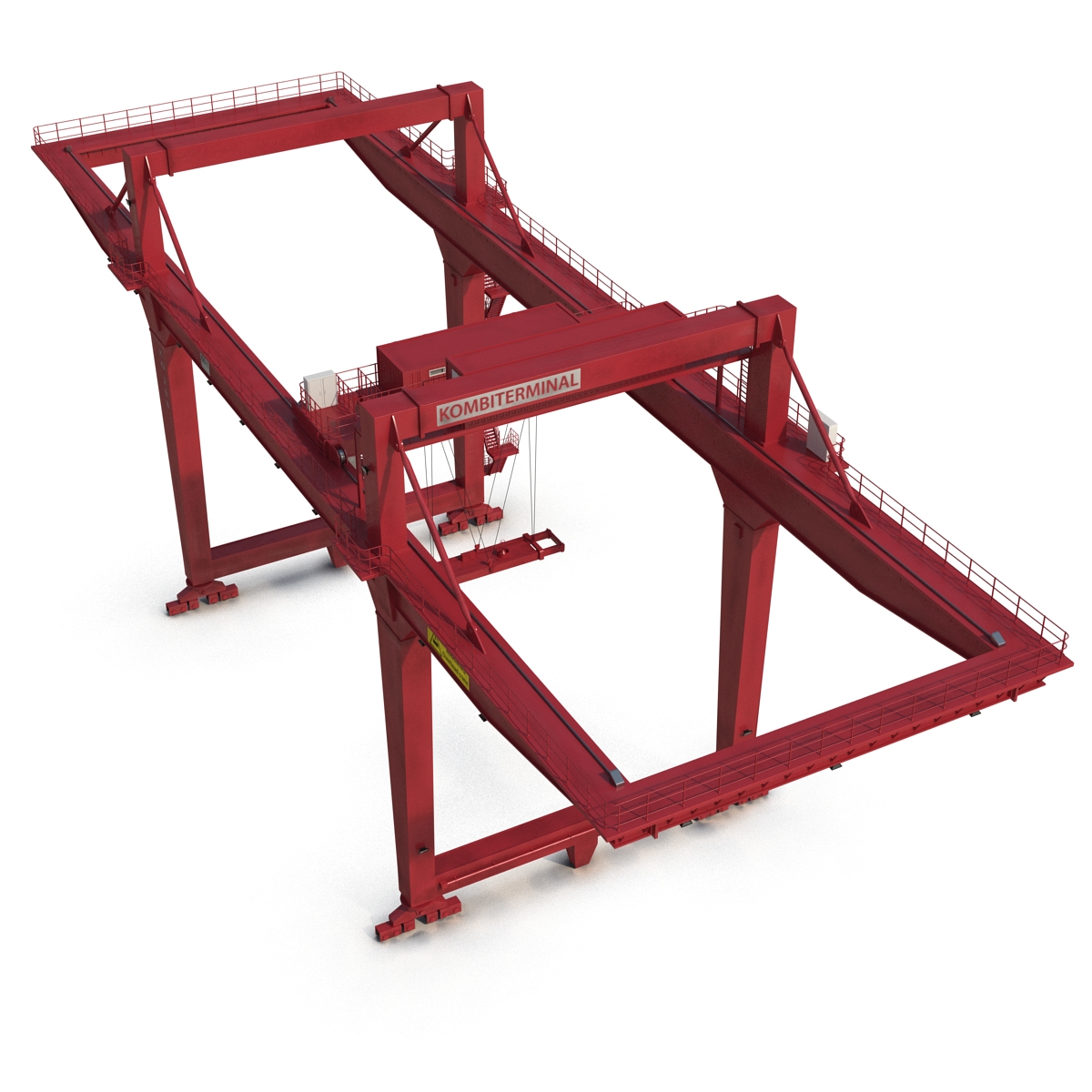 3D Rail Mounted Gantry Container Crane Rigged Red