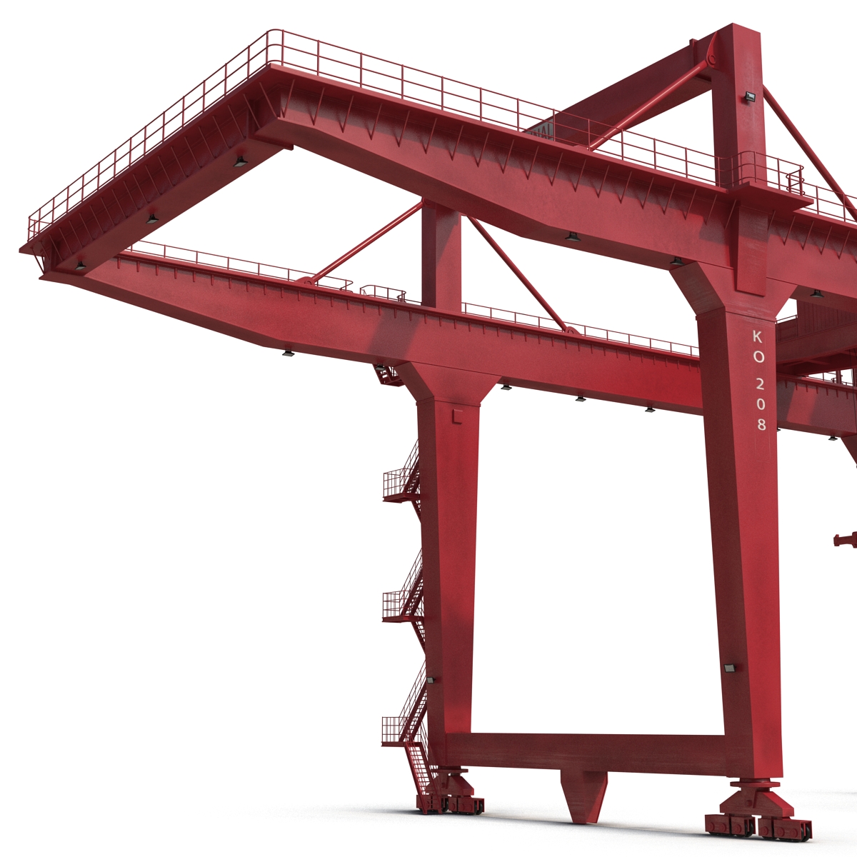 3D Rail Mounted Gantry Container Crane Rigged Red