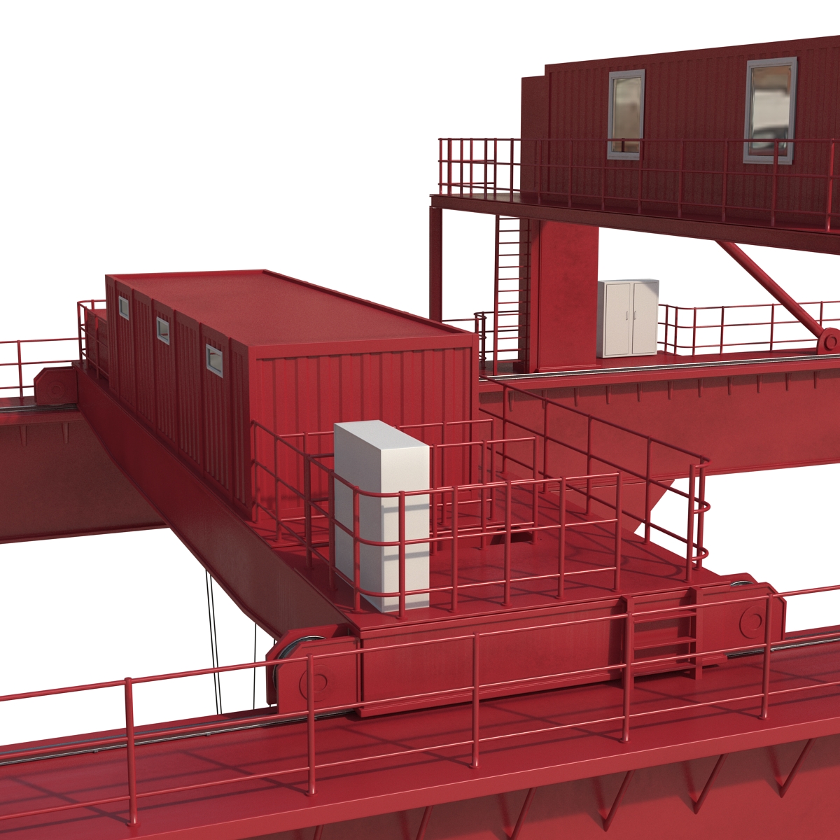 3D Rail Mounted Gantry Container Crane Rigged Red