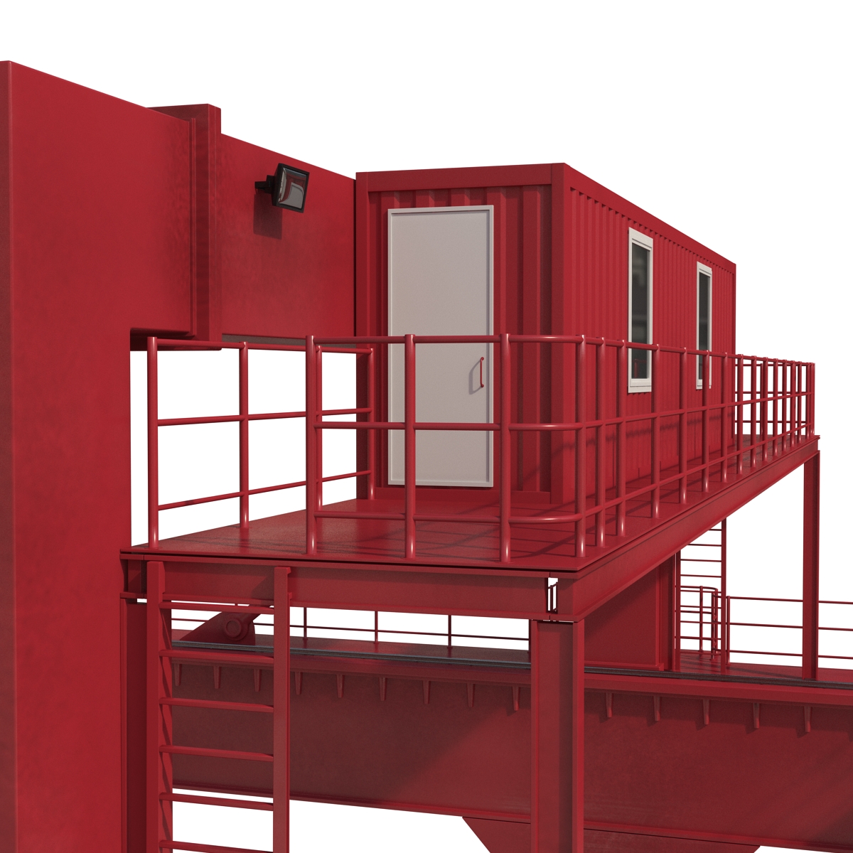 3D Rail Mounted Gantry Container Crane Rigged Red